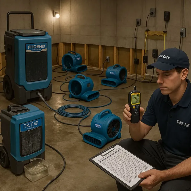 Structural Drying and Dehumidification process in Santee, CA